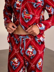 Conjunto de pijama largo de algodón con estampado navideño de Papá Noel con cancionero de Chelsea Peers - Imagen 3 de 6