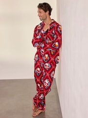 Conjunto de pijama largo de algodón con estampado navideño de Papá Noel con cancionero de Chelsea Peers - Imagen 5 de 6