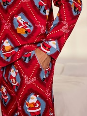Conjunto de pijama largo de algodón con estampado navideño de Papá Noel con cancionero de Chelsea Peers - Imagen 6 de 6
