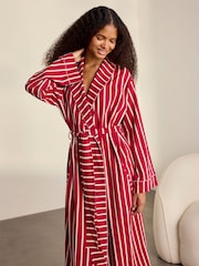 Chelsea Peers Red Cotton Christmas Stripe Kimono Dressing Gown - Image 2 of 5