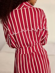 Chelsea Peers Red Cotton Christmas Stripe Kimono Dressing Gown - Image 4 of 5
