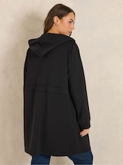 Evans Black Luxe Longline Zip Through Hoodie - Image 3 of 6