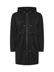 Evans Black Luxe Longline Zip Through Hoodie - Image 5 of 6