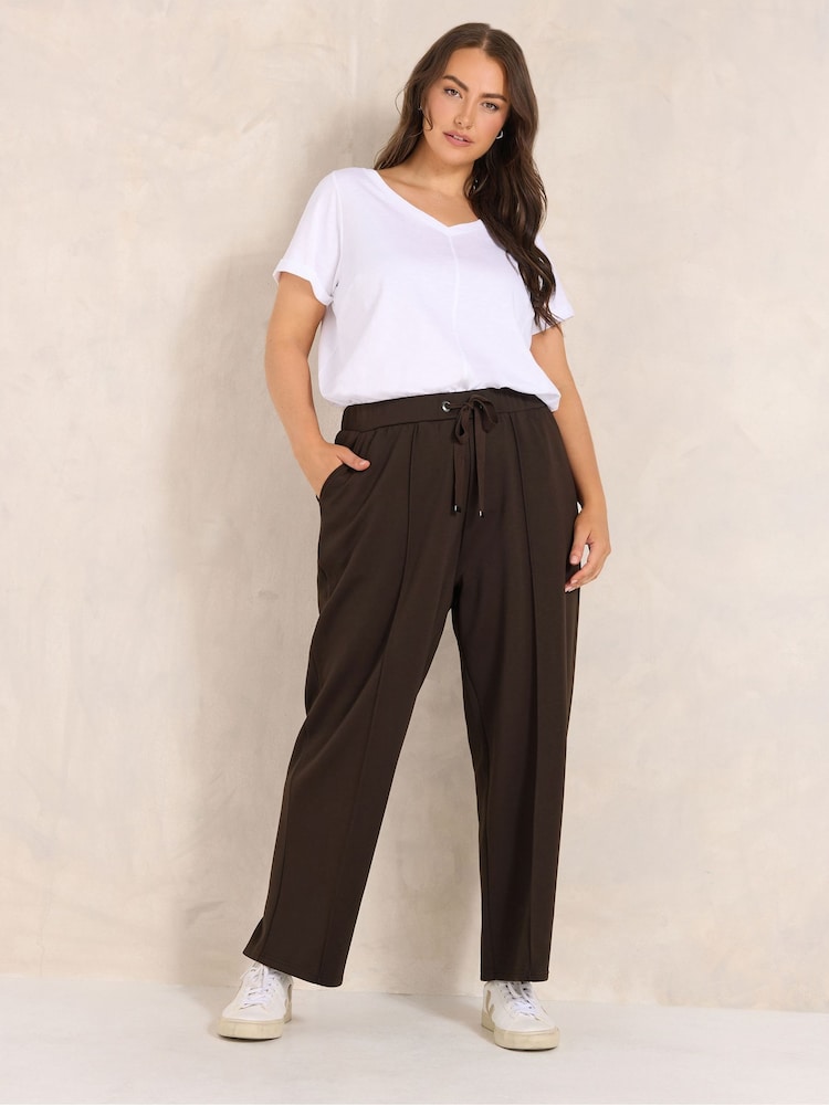 Evans Brown Luxe Wide Leg Joggers - Image 1 of 7 Evans Brown Luxe Wide Leg Joggers - Image 1 of 7