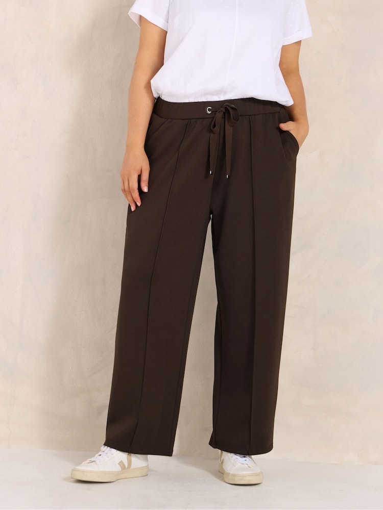 Evans Brown Luxe Wide Leg Joggers - Image 2 of 7 Evans Brown Luxe Wide Leg Joggers - Image 2 of 7