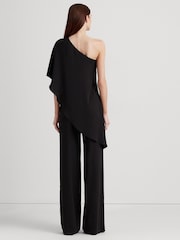 Lauren Ralph Lauren Cape Georgette One Shoulder Black Jumpsuit - Image 2 of 8