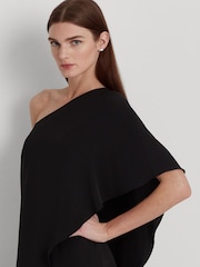 Lauren Ralph Lauren Cape Georgette One Shoulder Black Jumpsuit - Image 3 of 8