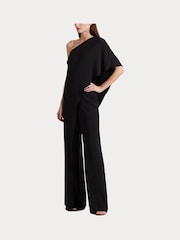 Lauren Ralph Lauren Cape Georgette One Shoulder Black Jumpsuit - Image 6 of 8