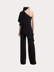 Lauren Ralph Lauren Cape Georgette One Shoulder Black Jumpsuit - Image 7 of 8