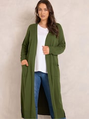 Verde - Cardigan midaxi lung Evans cu detaliu cusătură - Imaginea 1 din 6