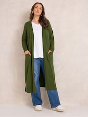 Verde - Cardigan midaxi lung Evans cu detaliu cusătură - Imaginea 2 din 6