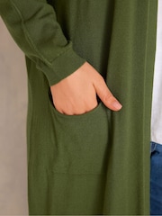 Verde - Cardigan midaxi lung Evans cu detaliu cusătură - Imaginea 4 din 6