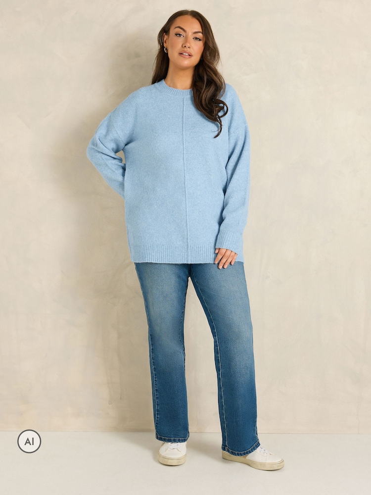 Evans Blue Front Seam Jumper - Image 2 of 6 Evans Blue Front Seam Jumper - Image 2 of 6
