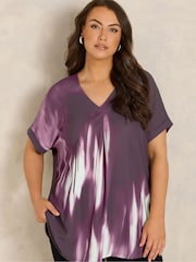 Evans Purple Blurred Floral Print Top - Image 1 of 6