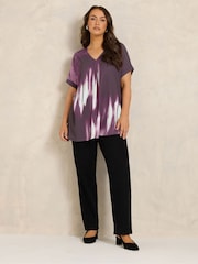 Evans Purple Blurred Floral Print Top - Image 2 of 6