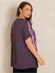 Evans Purple Blurred Floral Print Top - Image 3 of 6