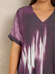 Evans Purple Blurred Floral Print Top - Image 4 of 6