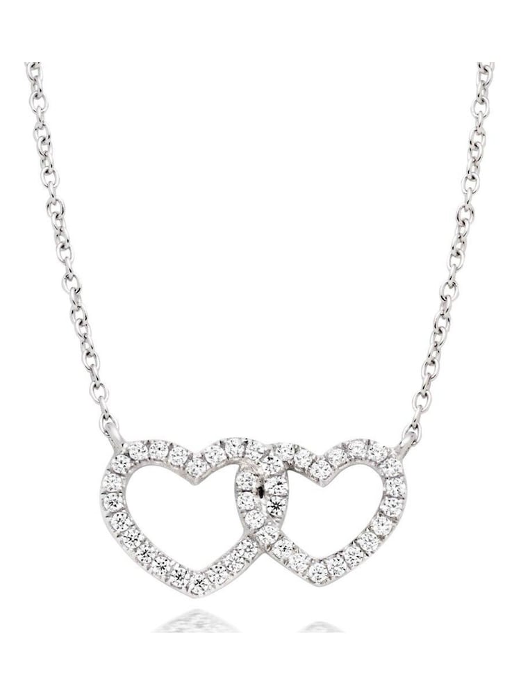 Beaverbrooks Cubic Zirconia Double Heart Necklace - Image 1 of 3