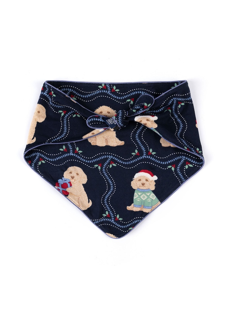 Chelsea Peers Blue Pets Christmas Chip the Cockapoo Portraits Print Neckerchief - Image 2 of 3 Chelsea Peers Blue Pets Christmas Chip the Cockapoo Portraits Print Neckerchief - Image 2 of 3