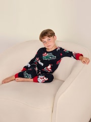 Chelsea Peers Blue Kids Christmas Santa Road Trip Print Long Pyjamas Set - Image 5 of 10