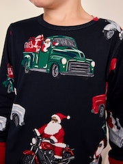 Chelsea Peers Blue Kids Christmas Santa Road Trip Print Long Pyjamas Set - Image 6 of 10