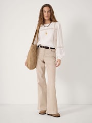 Hush Cream Elva Cotton Lace Detail Long Sleeve Top - Image 2 of 5