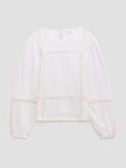 Hush Cream Elva Cotton Lace Detail Long Sleeve Top - Image 5 of 5