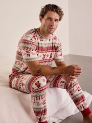 Chelsea Peers Natural Musical Santa Fairisle Print Long Pyjamas Set - Image 2 of 6