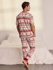 Chelsea Peers Natural Musical Santa Fairisle Print Long Pyjamas Set - Image 4 of 6