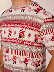Chelsea Peers Natural Musical Santa Fairisle Print Long Pyjamas Set - Image 5 of 6