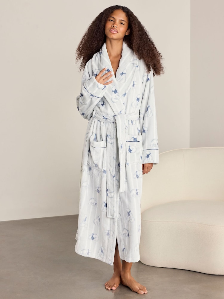Buy Chelsea Peers Grey Fleece Polar Bear Stripe Print Dressing Gown ...