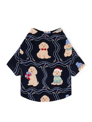 Chelsea Peers Blue Pets Christmas Chip the Cockapoo Portraits Print Pyjamas T-Shirt - Image 1 of 3