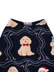 Chelsea Peers Blue Pets Christmas Chip the Cockapoo Portraits Print Pyjamas T-Shirt - Image 4 of 4