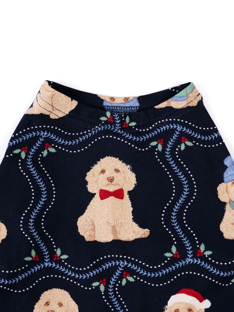 Chelsea Peers Blue Pets Christmas Chip the Cockapoo Portraits Print Pyjamas T-Shirt - Image 4 of 4