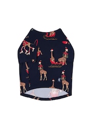 Chelsea Peers Blue Pets Cotton Christmas Giraffe Print Pyjamas T-Shirt - Image 2 of 3