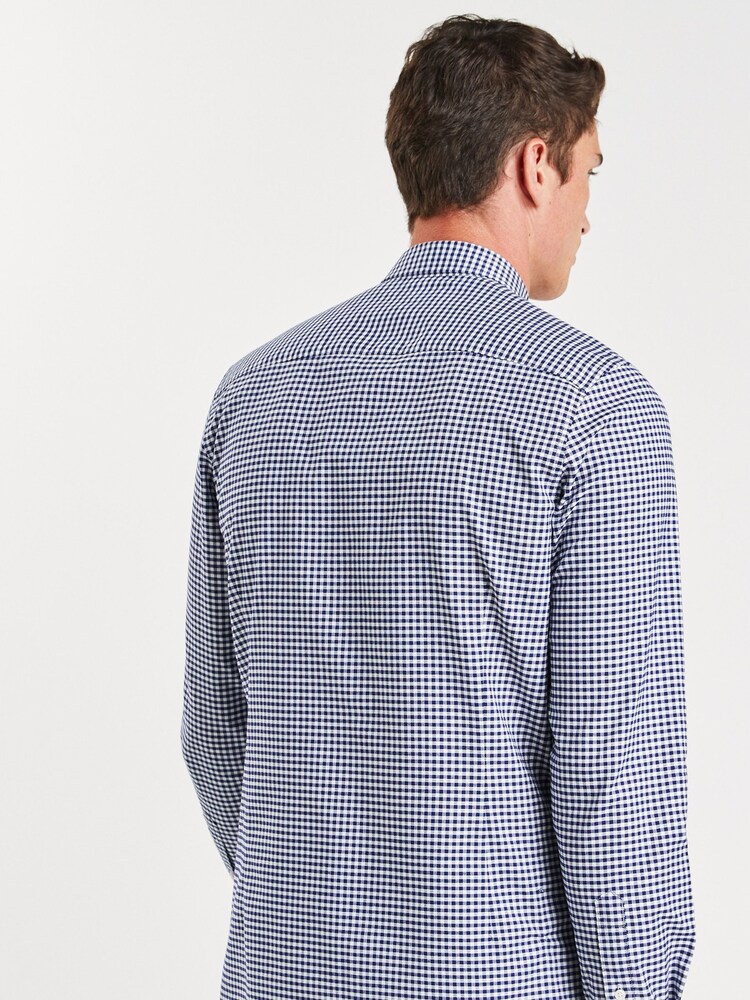 Navy Blue/White Gingham Long Sleeve Shirt - Image 2 of 4