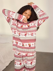 Chelsea Peers Natural Musical Santa Fair Isle Print Long Pyjamas Set - Image 2 of 7