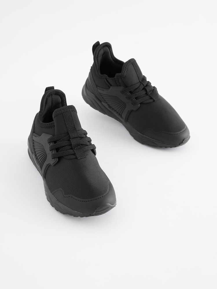Black Sole Elastic Lace Trainers - Image 1 of 11