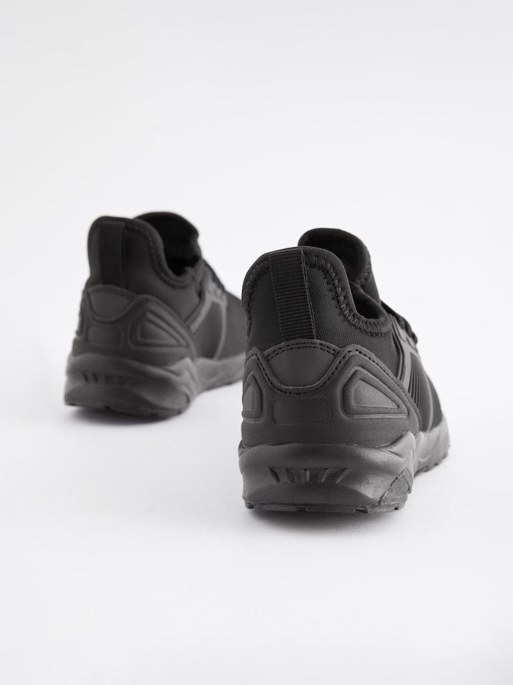 Black Sole Elastic Lace Trainers - Image 4 of 11