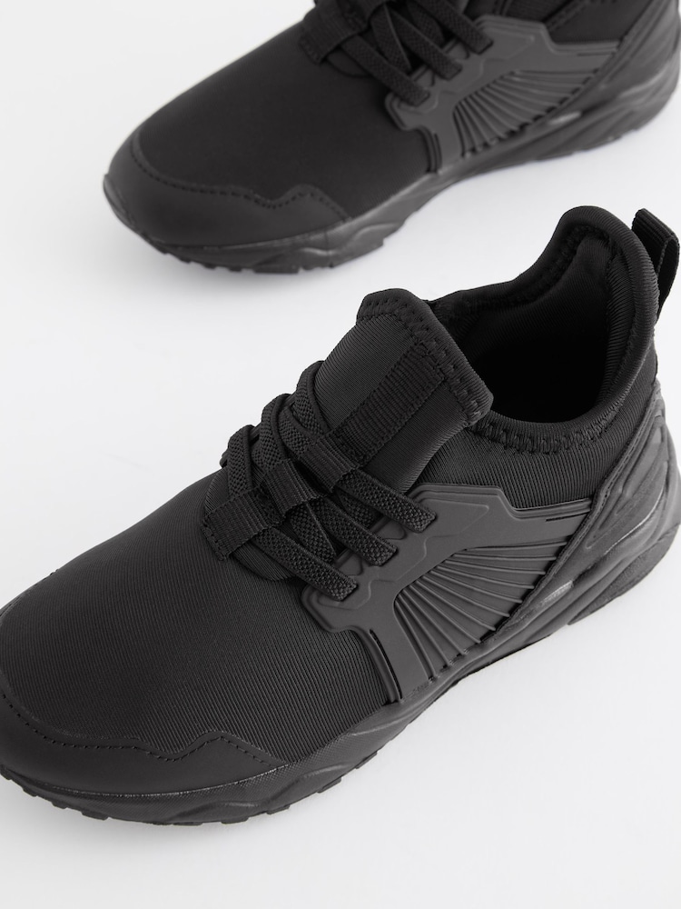 Black Sole Elastic Lace Trainers - Image 6 of 11