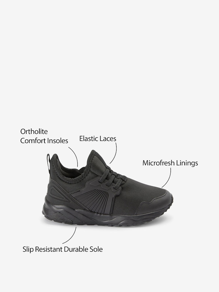 Black Sole Elastic Lace Trainers - Image 7 of 11