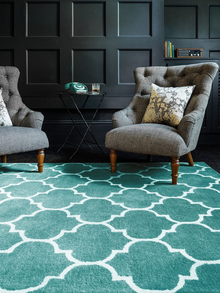 Asiatic Rugs Duck Egg Blue Albany Ogee Wool Rug - Image 1 of 4