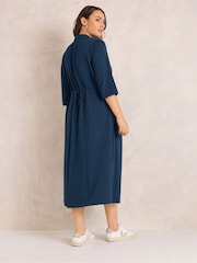 Evans Blue Cotton Henley Dress - Image 3 of 4