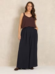 Evans Black Pleated Front Wide Leg Trousers - Image 2 of 6