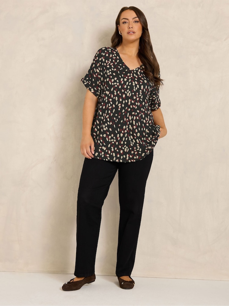 Evans Brown V-Neck Animal Print Shell Top - Image 2 of 6 Evans Brown V-Neck Animal Print Shell Top - Image 2 of 6