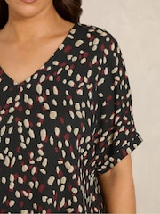 Evans Brown V-Neck Animal Print Shell Top - Image 4 of 6