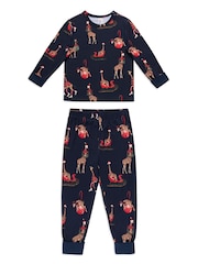 طقم بيجامة طويلة بطبعة زرافة لعيد الميلاد للأطفال من Chelsea Peers - صورة 8 من 10