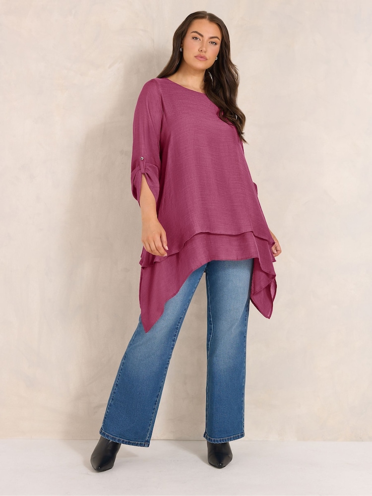 Evans Red Double Layer Blouse - Image 2 of 6 Evans Red Double Layer Blouse - Image 2 of 6