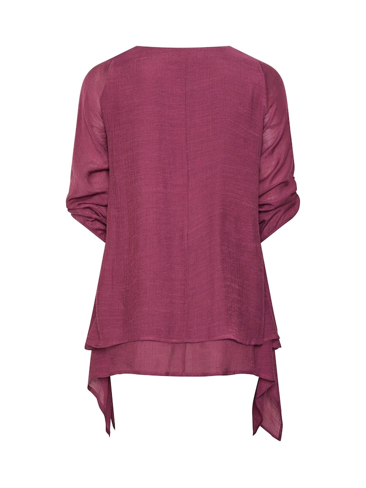 Evans Red Double Layer Blouse - Image 6 of 6 Evans Red Double Layer Blouse - Image 6 of 6