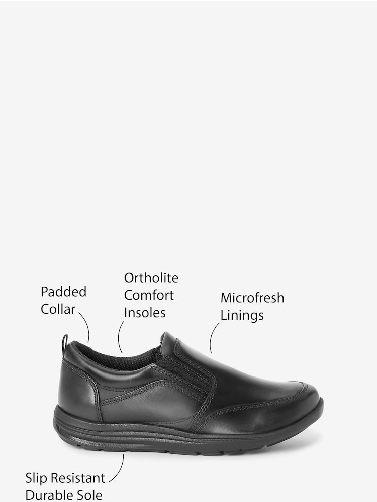 Black Narrow Fit (E) School Leather Loafers - Image 10 of 10